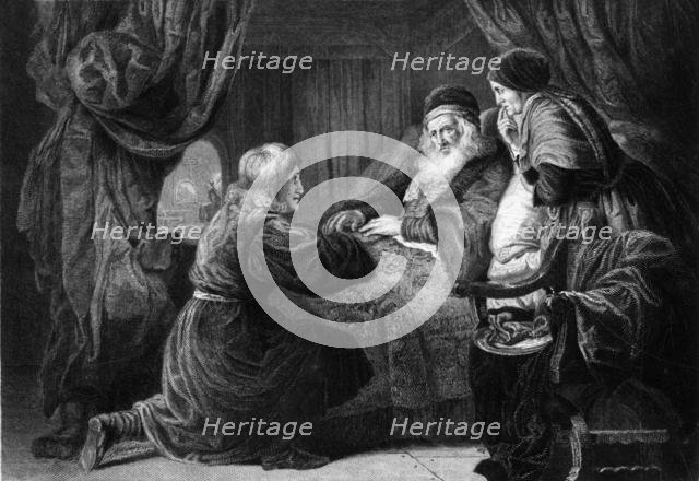 'The voice is Jacob's voice, but the hands are the hands of Esau', 19th century?  Creator: R Staines.