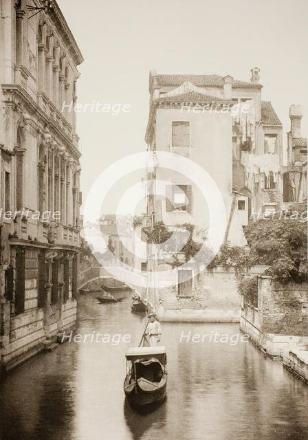 Untitled (II 8), c. 1890. [Gondola on canal, Venice].  Creator: Unknown.