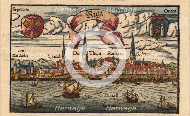 Riga (From the Cosmographia), ca 1568. Artist: Münster, Sebastian (1488-1552)