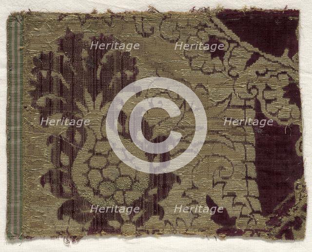 Velvet Fragment, 15th century. Creator: Unknown.