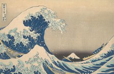 Under the Wave off Kanagawa (Kanagawa oki nami ura), also known as The Great Wave, ..., ca. 1830-32. Creator: Hokusai.