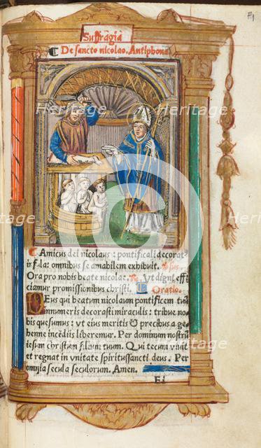 Printed Book of Hours (Use of Rome): fol. 105r, St. Nicholas, 1510. Creator: Guillaume Le Rouge (French, Paris, active 1493-1517).