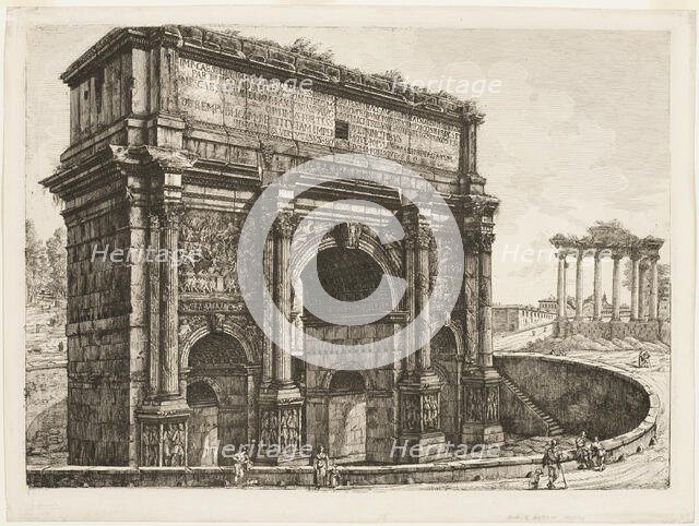 The Arch of Septimus Severus, 1820. Creator: Luigi Rossini.