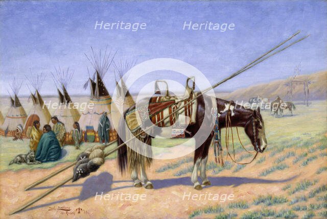 Indians in Camp at 101 Ranch, 1922. Creator: Emil W. Lenders.