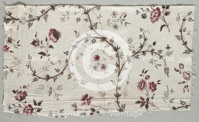 Woodblock Printed Cotton Fragment, 1785. Creator: Unknown.