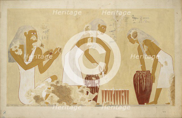 Copy of wall painting from private tomb 60 of Antefoker, Thebes (I, 1, 121-123), 20th century. Artist: Anna (Nina) Macpherson Davies.