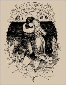 Kay and Gerda. The Snow Queen. Illustration from The Pink Fairy Book by Andrew Lang, 1897.