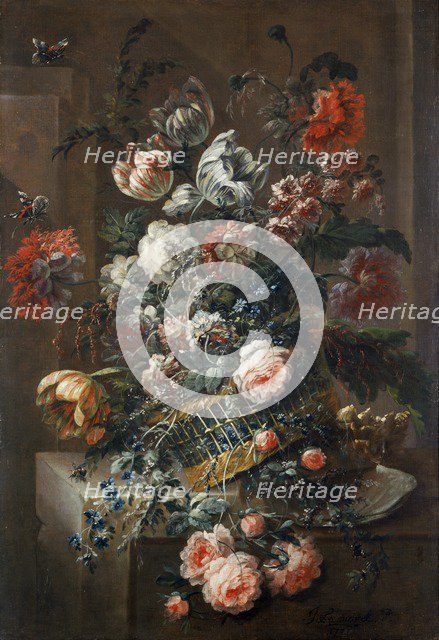 'Flower Piece with Variegated Tulips', 1721. Artist: Jean-Baptiste Morel.