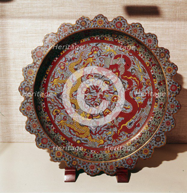 Cloisonne Enamel Dish, Chinese. Artist: Unknown.