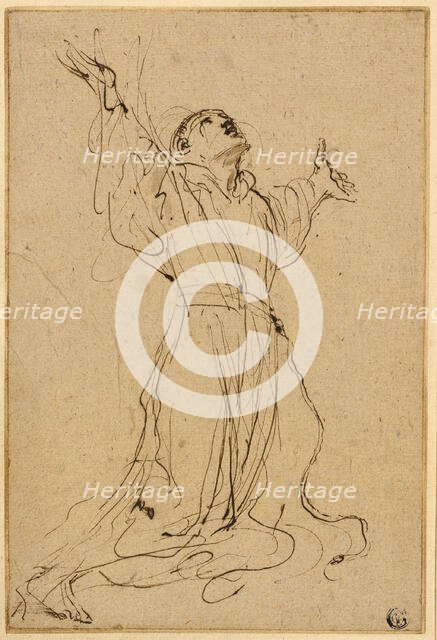 Study for Saint Francis Receiving the Stigmata, 1632/34. Creator: Guercino.