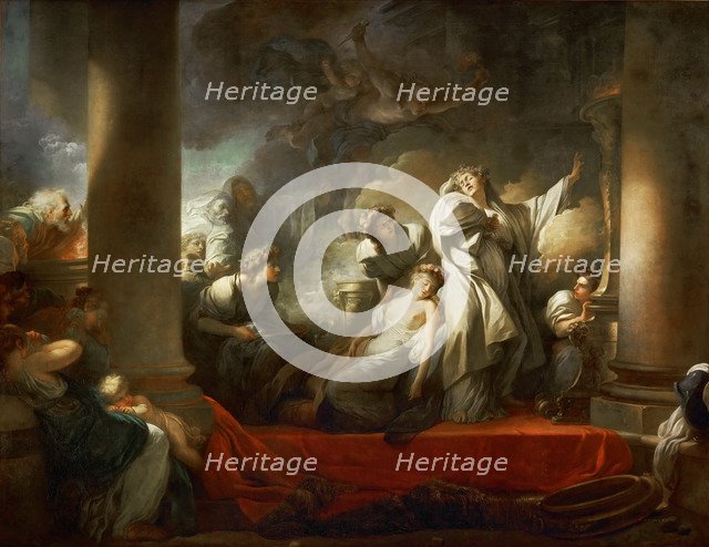 The High Priest Coresus Sacrificing Himself to Save Callirhoe. Artist: Fragonard, Jean Honoré (1732-1806)