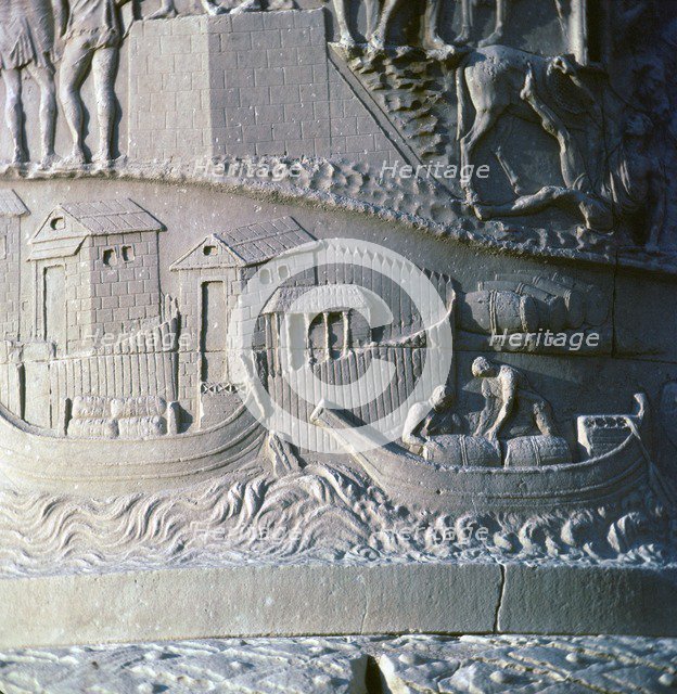 Scene from Trajan's column, Rome. Showing the loading of ships, 2nd century. Artist: Unknown
