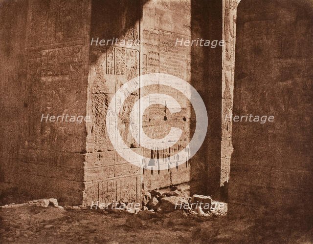 First Pylon - French Inscription Carved on the Eastern Embrasure at Point H, Island of Fila.., 1851/ Creator: Félix Teynard.