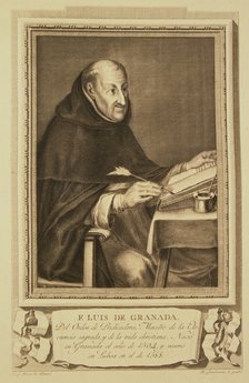 Fray Luis de Granada (1504-1588), Spanish writer and speaker, engraving of the collection 'Illust…