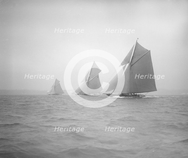 The  racing cutters 'Sonya', 'Onda' and 'Carina', 1911. Creator: Kirk & Sons of Cowes.