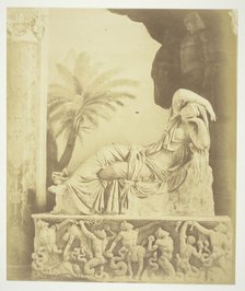 Untitled (Statue of Woman Reclining Atop a Sarcophagus), c. 1857. Creator: Robert MacPherson.
