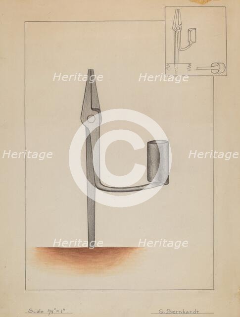 Rush Burner Candle Holder, c. 1936. Creator: Gerald Bernhardt.