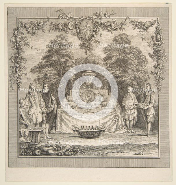 La Colation preparee dans un jardin.n.d. Creators: Claude Gillot, Jacques Gabriel Huquier.