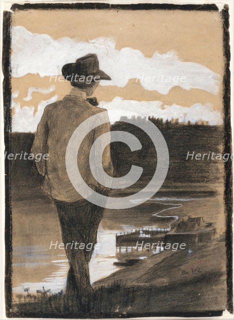 Young Man on a Riverbank, 1902. Creator: Umberto Boccioni.