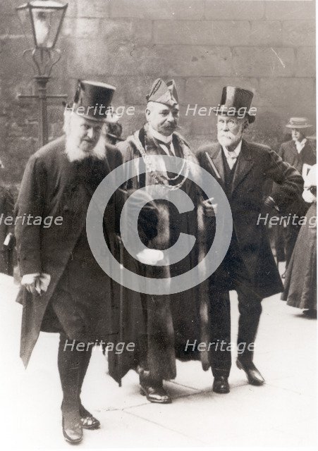 Joseph Rowntree (right) on the occasion of receiving the Freedom of the City of York, 1911. Artist: Unknown