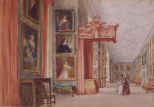 Interior of the Long Gallery, Hardwick Hall, Derbyshire, 1838. Creator: David Cox the Elder.