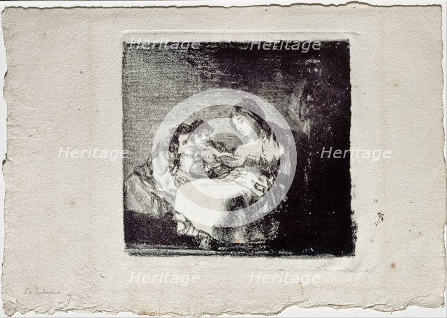 Woman Reading to two Children (La lectura), 1819-1825. Artist: Goya, Francisco, de (1746-1828)