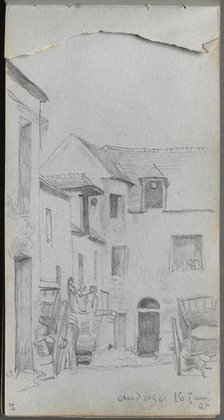 Sketchbook, page 39: Street Scene. Creator: Ernest Meissonier (French, 1815-1891).