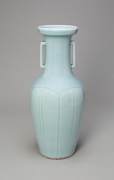 Vase with Rectangular Handles, Qing dynasty (1644-1911), Qianlong reign (1736-1795). Creator: Unknown.