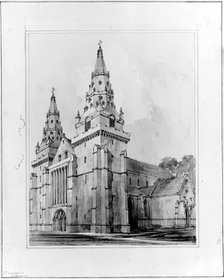 Aberdeen Cathedral - Western Towers, 1848-1852. Creator: Robert William Billings.