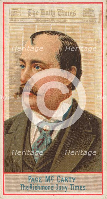 Page McCarty, The Richmond Daily Times, from the American Editors series (N1) for Allen & ..., 1887. Creator: Allen & Ginter.