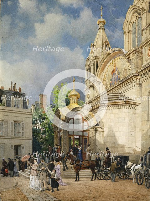 Coming out of a Church, 1870s-1880s. Artist: Villie, Mikhail Yakovlevich (1838-1910)