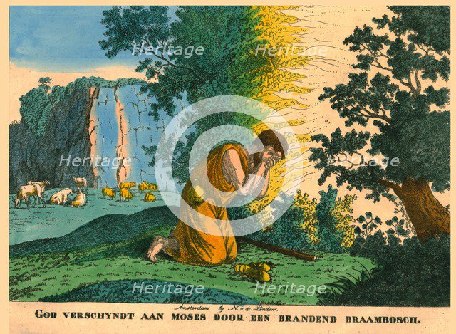 Moses and the Burning Bush. Creator: N v d Linden.