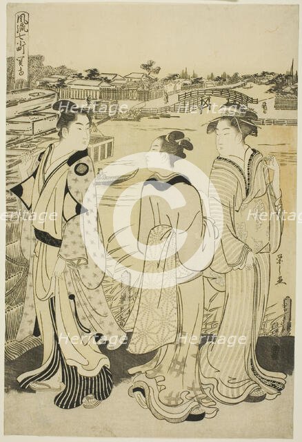 Ono no Komachi at Seki Temple, from the series The Fashionable Seven Komachi..., about 1788. Creator: Hosoda Eishi.