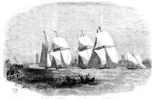 Boston Regatta, the Yachts starting for the Cup, 1856.  Creator: Edwin Weedon.
