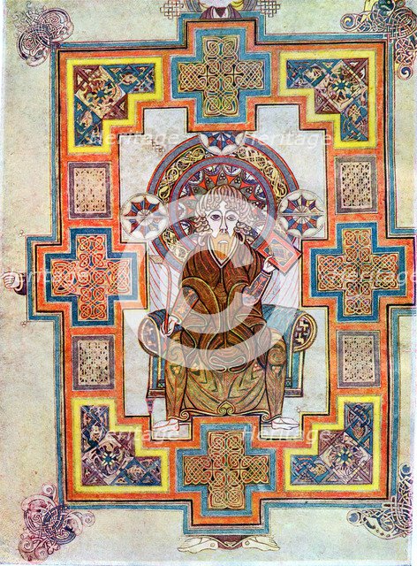 Portrait of Saint John from the Book of Kells, c800. Artist: Unknown