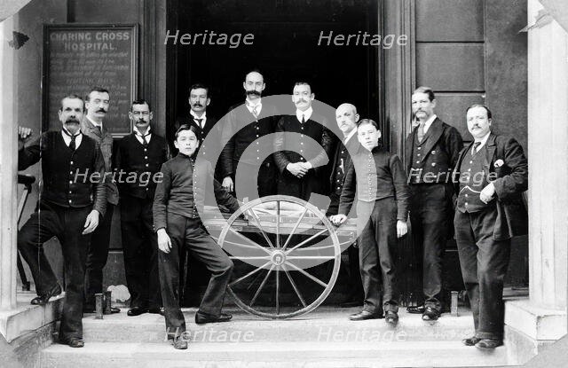 Charing Cross Hospital: portrait of the porters, 1906. Creator: Unknown.