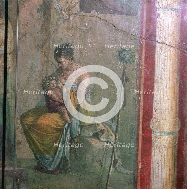 Roman wall-painting of Leucothea and the infant Dionysus, 1st century. Artist: Unknown