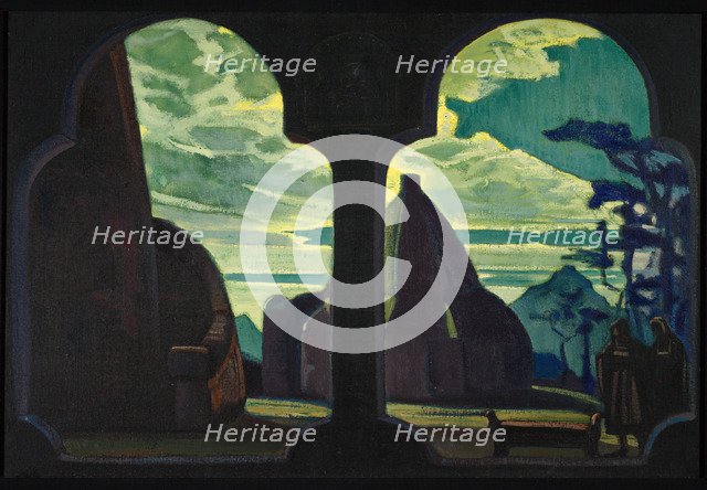 Stage design for the opera Tristan and Isolde by R. Wagner, 1912. Artist: Roerich, Nicholas (1874-1947)