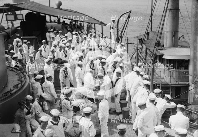 Naval Reserve leaving USS Seattle, between c1910 and c1915. Creator: Bain News Service.