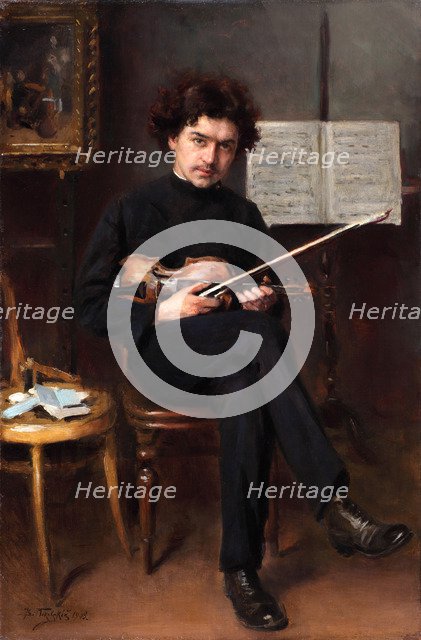 Portrait of the violinist and composer Jan Kubelik (1880-1940), 1908. Artist: Makovsky, Vladimir Yegorovich (1846-1920)