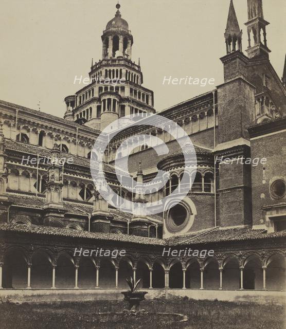 The Small Cloister of the Monastery at Pavia, c. 1860s. Creator: Maurizio Lotze (Italian, 1809-1890), attributed to.