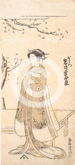 The Fourth Imai Hanshiro in the Role O Hatsu in "Sakaicho Soga Nendaiki", 2nd m..., 2nd month, 1771. Creator: Torii Kiyomitsu.