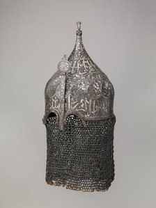 Helmet with Aventail, Turkish, in the style of Turkman armour, late 15th-16th century. Creator: Unknown.