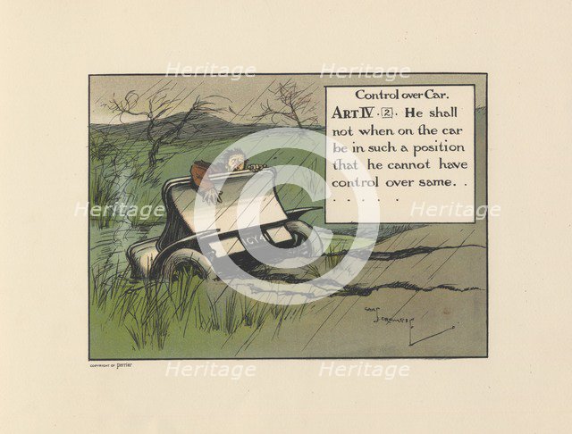 Motoritis, or other interpretations of the Motor Act. Control Over Car  Article IV (2), 1906. Artist: Unknown