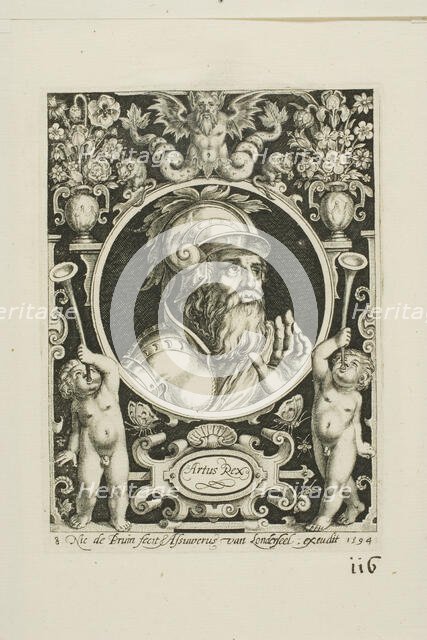 King Arthur, plate eight from The Nine Worthies, 1594. Creator: Nicolaes de Bruyn.