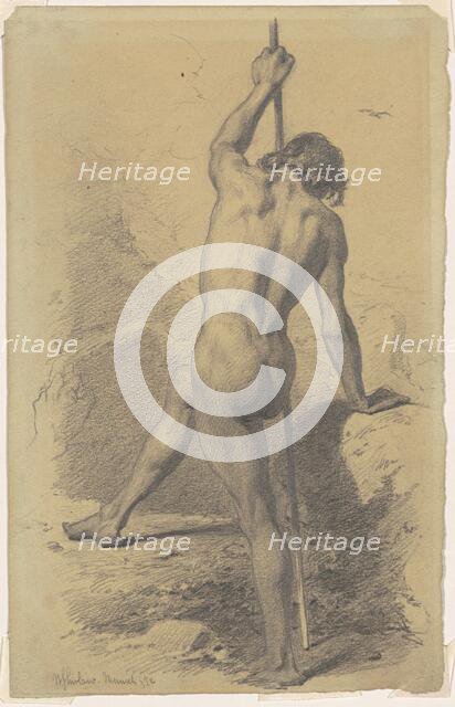 Male Nude with Staff, 1872. Creator: Walter Shirlaw.
