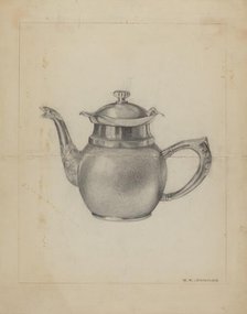 Silver Teapot, 1935/1942. Creator: Walter W. Jennings.