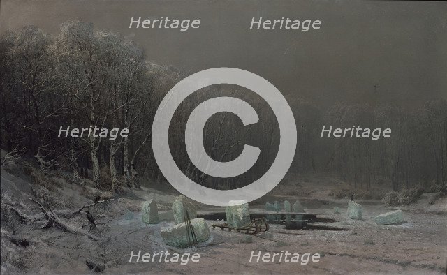 Winter. Ice splitting. Artist: Meshchersky, Arseni Ivanovich (1834-1902)