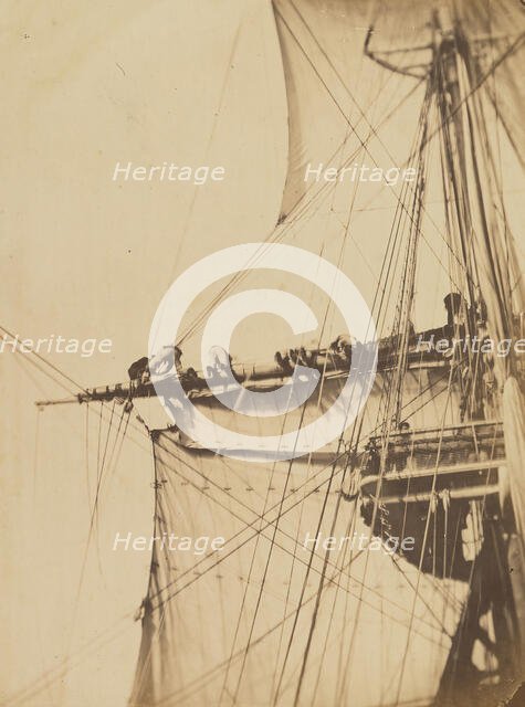 Prenant un Ris à Bord de L'Astrée, 1871. Creator: Félix Auguste Leclerc.