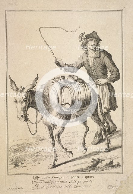 'Lilly white Vinegar 3 pence a quart', Cries of London, (1688?). Artist: Anon